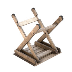 Wooden folding chair. On a white background