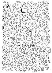 Small leaves pattern, hand drawn illustration, floral background