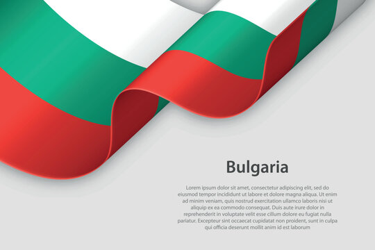 3d ribbon with national flag Bulgaria isolated on white background