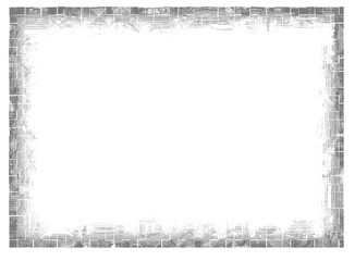 Grunge style black frames overlay on white background. Royalty high-quality free stock image of Black grunge texture border frame. Dirty, damaged backdrop. Design for poster, gift card, book cover
