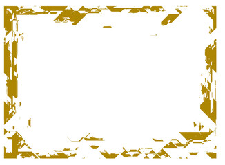 Grunge style golden frames overlay on transparent background. Royalty high-quality free stock image of yellow grunge texture border frame. Dirty, damaged backdrop. Design for poster, card, book cover