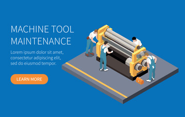 Industrial Maintenance Engineer Technician Isometric Banner