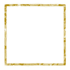 Grunge style golden frames overlay on transparent background. Royalty high-quality free stock image of yellow grunge texture border frame. Dirty, damaged backdrop. Design for poster, card, book cover
