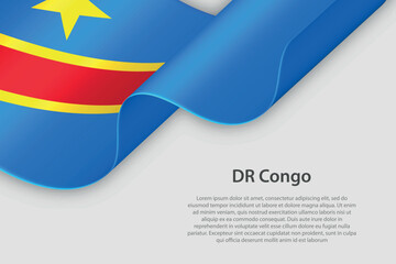 3d ribbon with national flag DR Congo isolated on white background