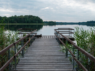Naklejka premium calm evening rest by the lake