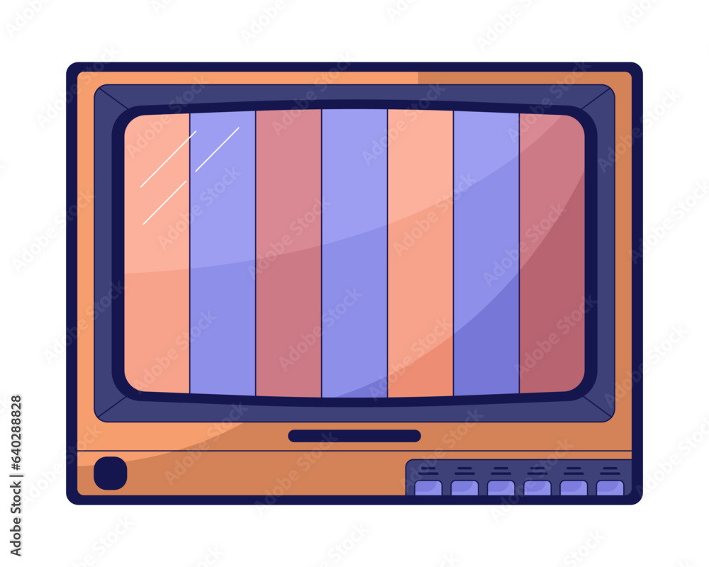 Poster old tv no signal screen flat line color isolated vector object. stripes on screen. editable clip art