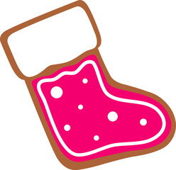 sock, christmas gingerbread, new years sweets, gingerbread, color illustration flat