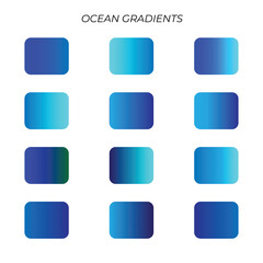 ocean blue color gradients set