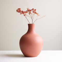 Isolated terracotta vase in front of a white background..