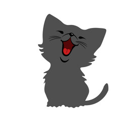 Vector illustration of a cartoon kitten with a cute smile	