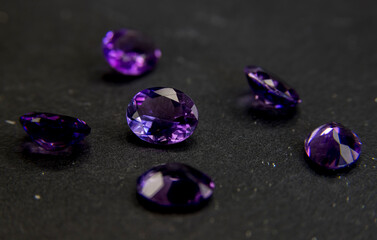 Obraz na płótnie Canvas Purple gemstones in macro photography. Close up
