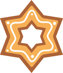 star, snowflake, christmas gingerbread, new years sweets, gingerbread, color illustration flat