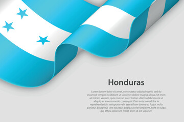 3d ribbon with national flag Honduras isolated on white background