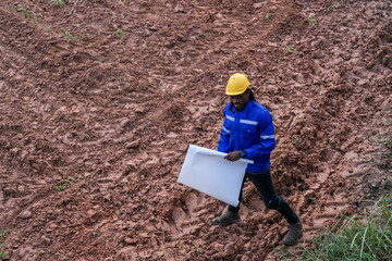top aerial view engineer worker builders looking drawing for construction. Concept smart people...