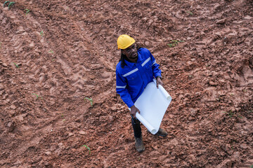 top aerial view engineer worker builders looking drawing for construction. Concept smart people...