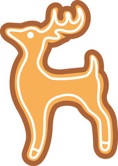deer, christmas gingerbread, new years sweets, gingerbread, color illustration flat