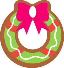 wreath, christmas gingerbread, new years sweets, gingerbread, color illustration flat