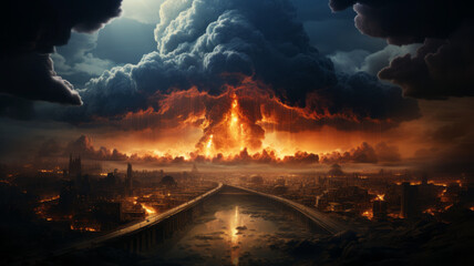 Fototapeta premium Explosive image of a nuclear bomb generative ai