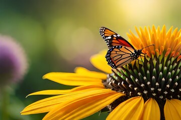 monarch butterfly on flower generated ai