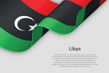 3d ribbon with national flag Libya isolated on white background