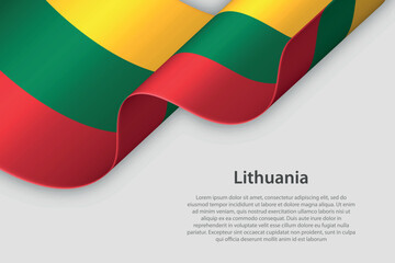 Obraz premium 3d ribbon with national flag Lithuania isolated on white background