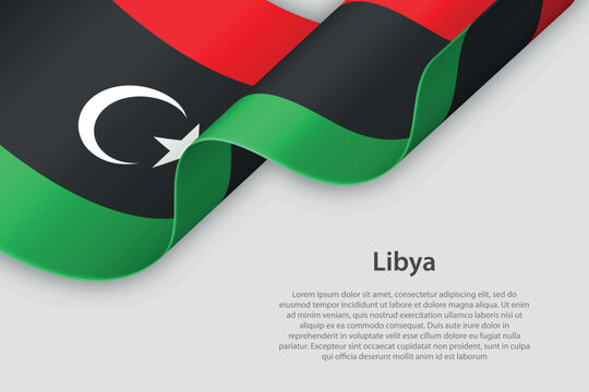 3d ribbon with national flag Libya isolated on white background - Powered by Adobe