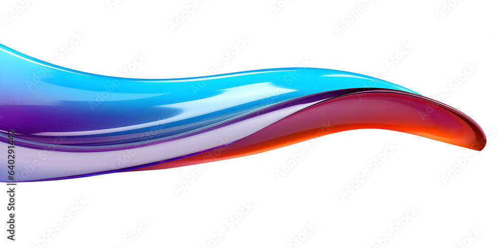 Aufkleber glossy colored flowing wave shape, 3d rendering. generative ai