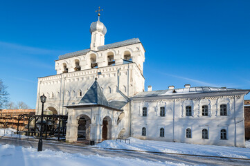 View of bell tower at Novgorod Kremlin