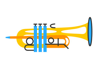 Illustration of trumpet. Jazz musical instrument.
