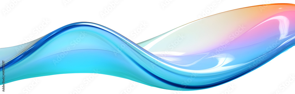 Poster glossy gradient colored smooth wave shape, 3d rendering. generative ai