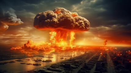 Explosive image of a nuclear bomb - obrazy, fototapety, plakaty
