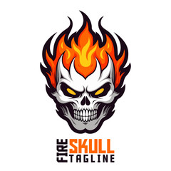 Majestic Flaming Skull Mascot: Emblem and Fire Skull Mascot Head for Gaming Squads
