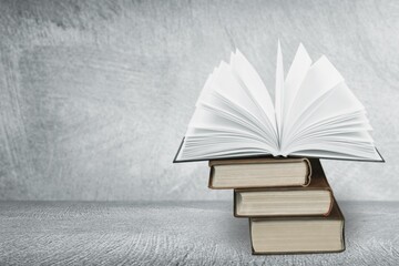 Vintage old books on desk table
