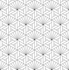 Seamless geometric pattern in Japanese craft style Kumiko zaiku - obrazy, fototapety, plakaty