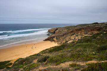 Beautiful Monte Clerigo Beach on a cloudy day
