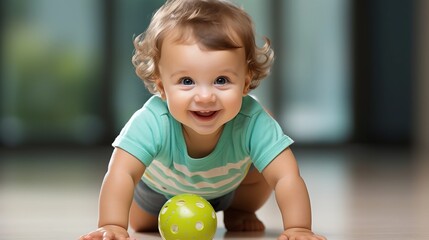 Fototapeta premium little child playing with ball