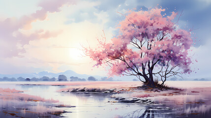 landscape with trees and snow