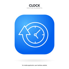 Time and clock icon. Clock icon in trendy flat and line style isolated on background. Icons for date, time, era, duration, period, span, hour, minute, watch, timer, time keeper.