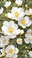 a painting of white and yellow flowers