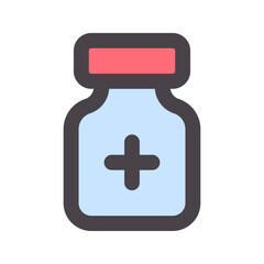 Obraz premium pills bottle flat line icon