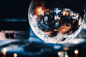disco mirror ball in nightclub