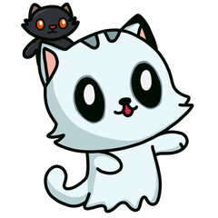 Cute cat ghost halloween