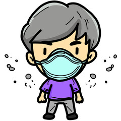 man wearing dust mask