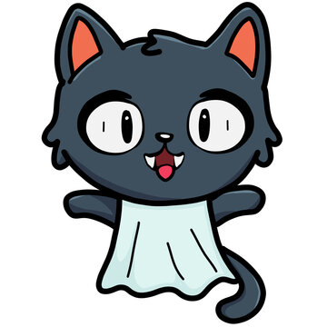 recommend clip art: Cat cute ghost halloween