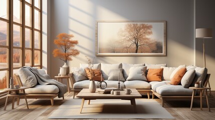 Scandinavian living room interior design zoom background