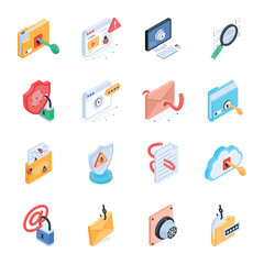 Collection of Malware Isometric Icons 

