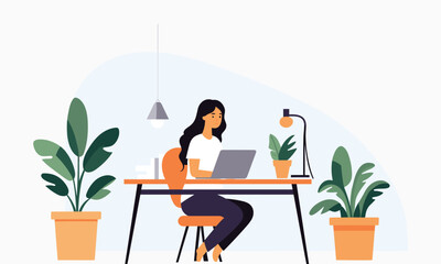 woman working on laptop