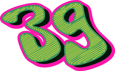 Groovy Scribble Style Alphabet Letters, Stylish 3D Typography