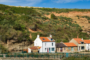 Fototapeta na wymiar Unique photo taken in Staithes, North Yorkshire, during the hot and sunny day in the summer