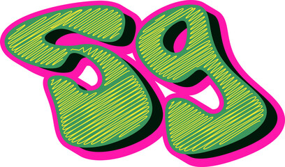 Groovy Scribble Style Alphabet Letters, Stylish 3D Typography